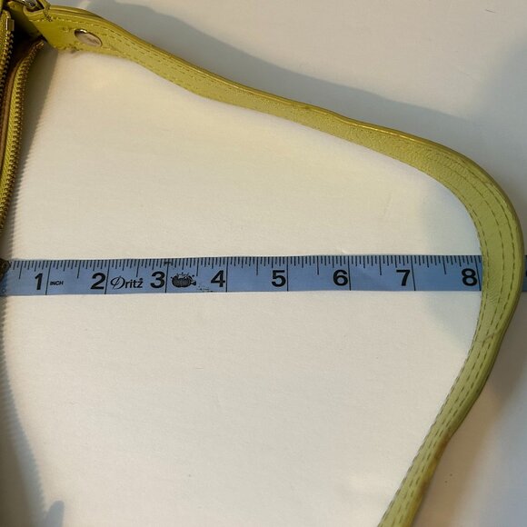 Elliott Lucca Citron Leather Satchel Bag Woven Accents Gold Hardware Zip/Toggles - Picture 11 of 12